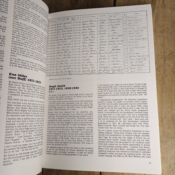 Sample page from School by the Sea Burnie High School History