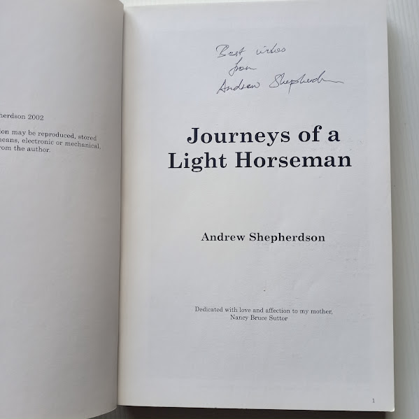 Signature page from Journeys of a Light Horseman