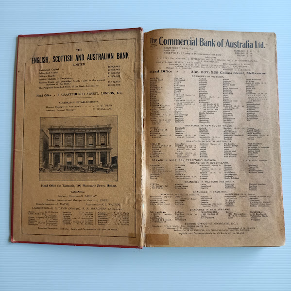 Front endpaper Tasmania Post Office Directory 1925