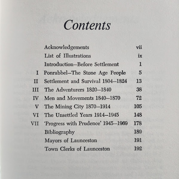 Contents page Launceston history of Australian City