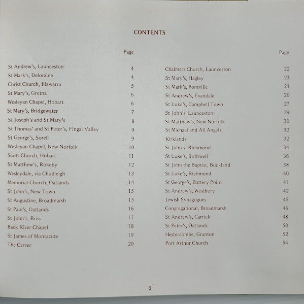 Contents Churches of Van Diemen's Land