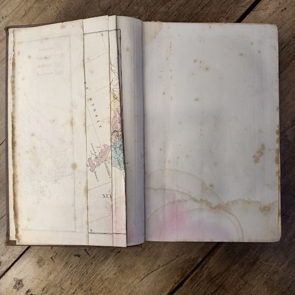 Fold-out map folded showing stains 1845 Strzelecki's New South Wales and Van Diemen's Land