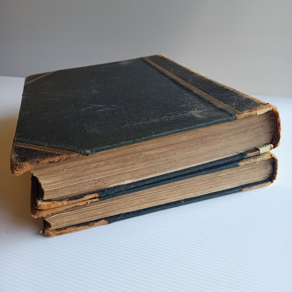 Top outer edge of The Cyclopedia of Tasmania 1900 2-volume set