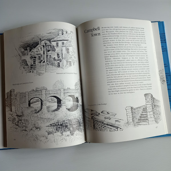 Sample page from Tasmania We Love showing Cedric Emanuel Campbell Town sketches