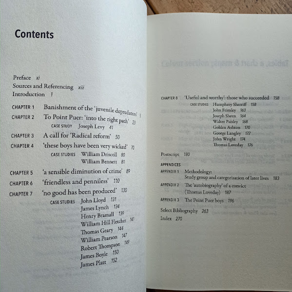Contents page from Urchin Convicts book