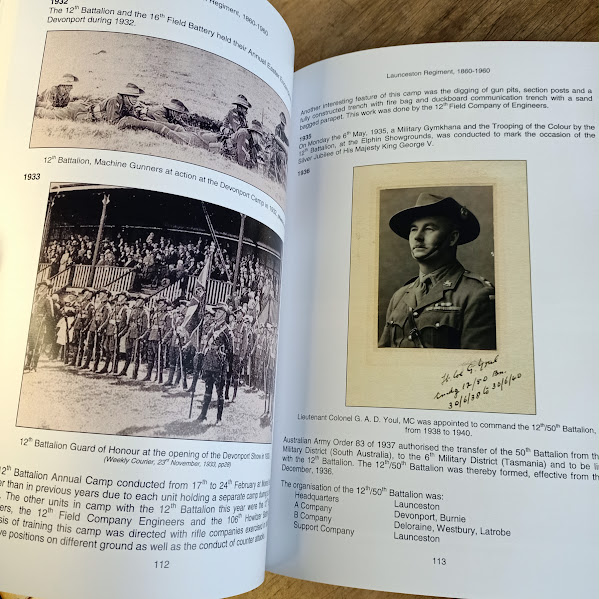 Sample illustrated page from the Launceston Regiment 1860-1960