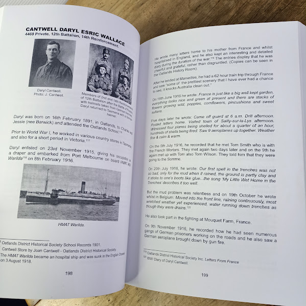 Cantwell Daryl Esric Wallace entry from WWI Stories Behind the Names on Oatlands Memorial