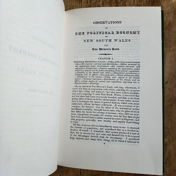 First page of John Henderson's Observations of the colonies of NSW and Van Diemen's Land