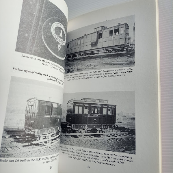 Photos of old train carriages from The Brief History of the Launceston Western Railway 1867-1904