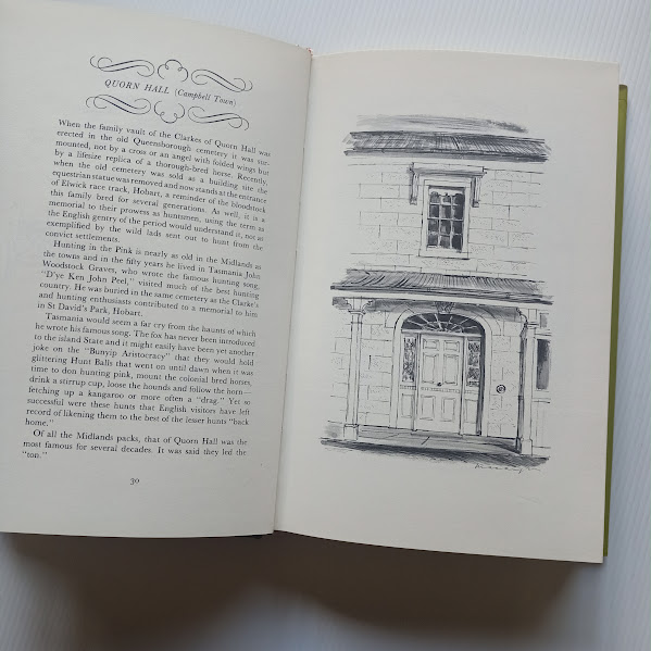 Sample page from Historic Tasmania Sketchbook showing Quorn Hall near Campbell Town