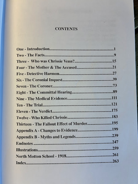 Contents page of Chrissie Venn - Suffer Little Children