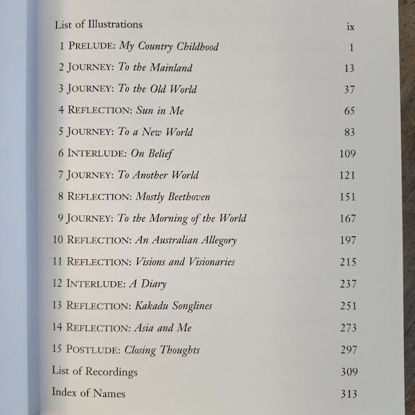 Contents page of Sun Music by Peter Sculthorpe