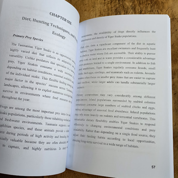 Sample text from The Tasmanian Tiger Snake Handbook