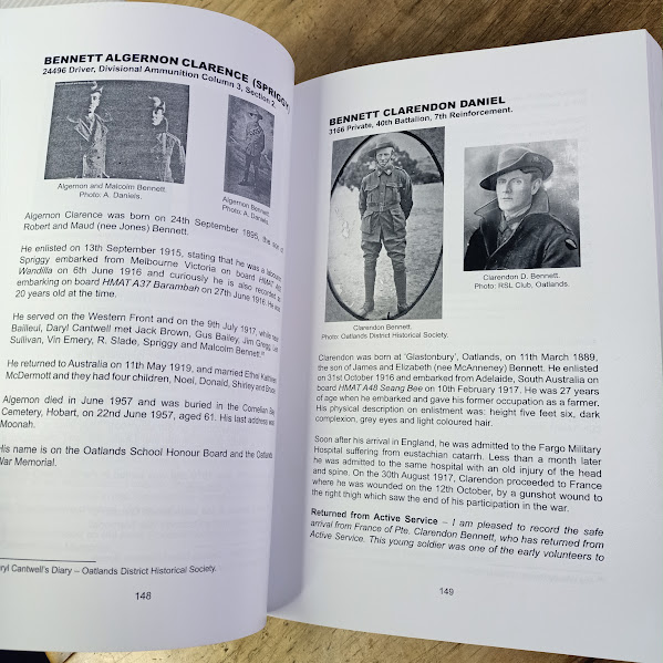 Bennett entries from WWI Stories Behind the Names on Oatlands Memorial