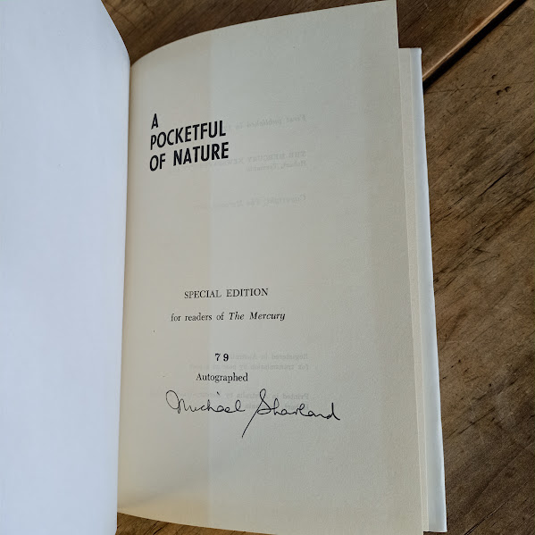 Signed numbered title page of A Pocketful of Nature by Michael Sharland