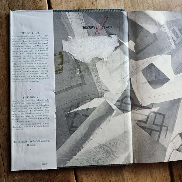 Inside front cover and front flap of John Lee Archer showing library damage