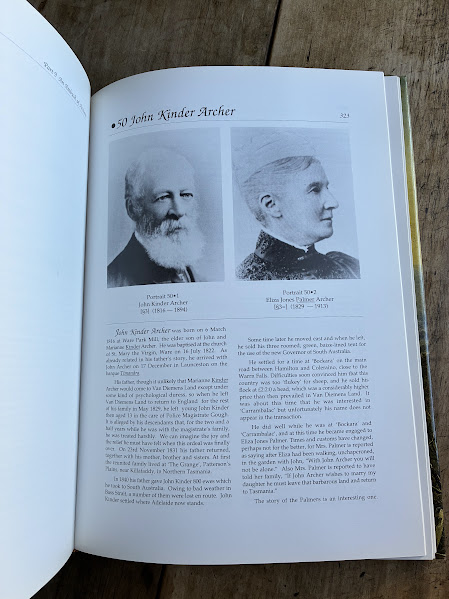 Family history sample page of Archers of Van Diemen's Land