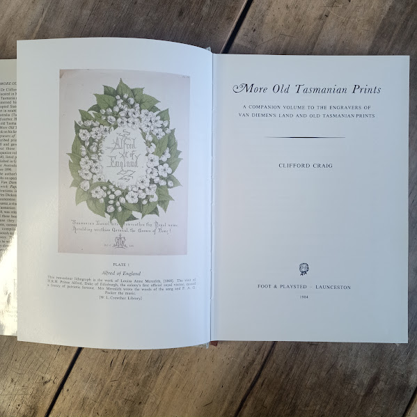Title page of More Old Tasmanian Prints book by Clifford Craig