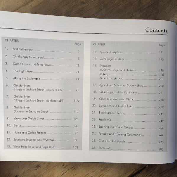 Contents page from Wynard a pictorial history