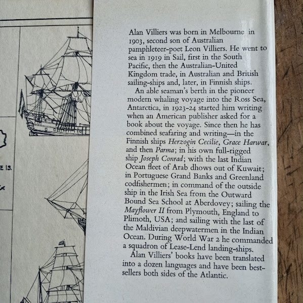 Author bio from Vanished Fleets by Alan Villers 1974 edition HCDJ