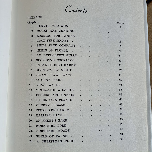 Contents page of A Pocketful of Nature by Michael Sharland