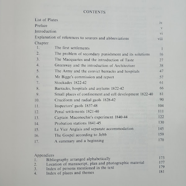 Contents page Design for Convicts book