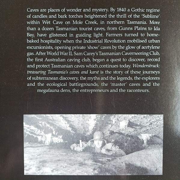 Back cover of Wonderstruck history of Tasmanian cave tourism
