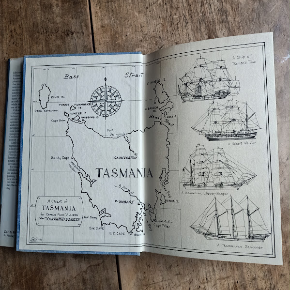 Endpapers from Vanished Fleets by Alan Villers 1974 edition HCDJ