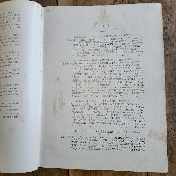 Contents page 1 Tasmanians in the Transvaal by John Bufton 1905