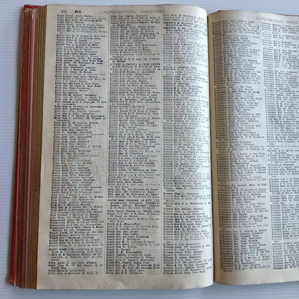 Sample surname page Tasmania Post Office Directory 1925