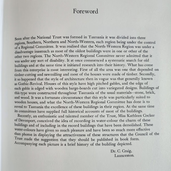 Clifford Craig Foreword from Early Houses of North West Coast of Tasmania