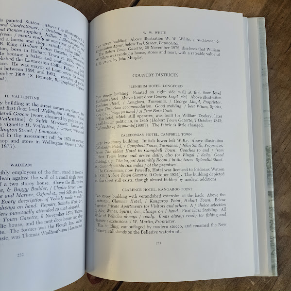 Text in More Old Tasmanian Prints book by Clifford Craig