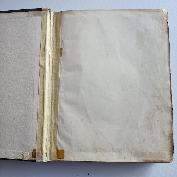 Volume 1 tape repair front endpaper of The Cyclopedia of Tasmania 1900 2-volume set