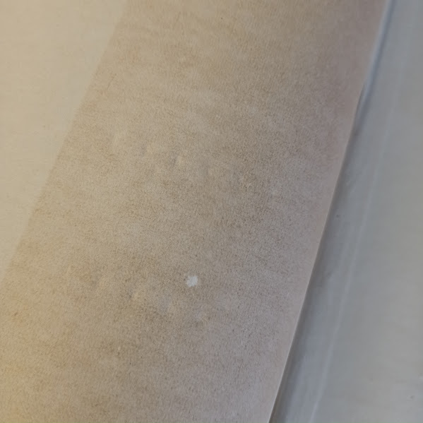 Indentations in rear endpaper of The Uncertain Trout by RH Wigram 1951