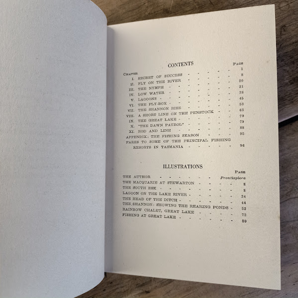 Contents of Trout and Fly in Tasmania RH Wigram