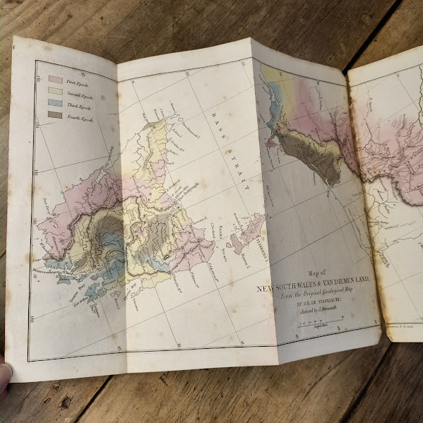 Fold-out map 1845 Strzelecki's New South Wales and Van Diemen's Land