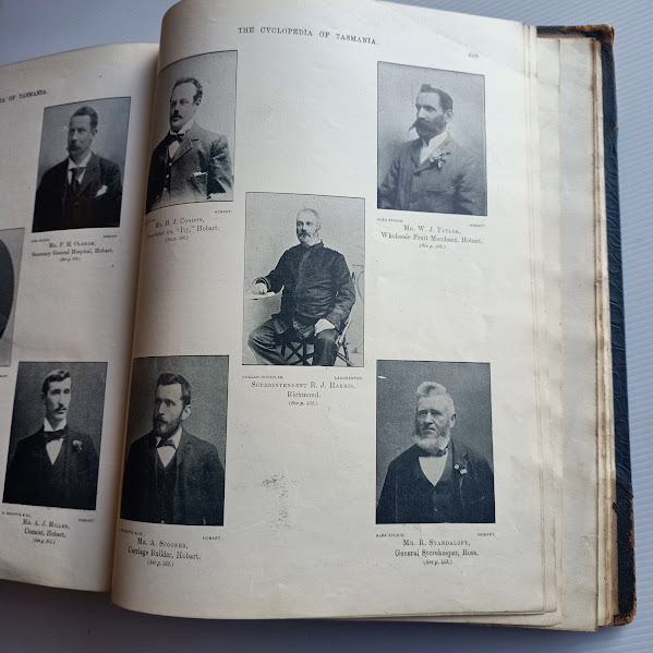 Volume 1 sample portrait photo page of The Cyclopedia of Tasmania 1900 2-volume set