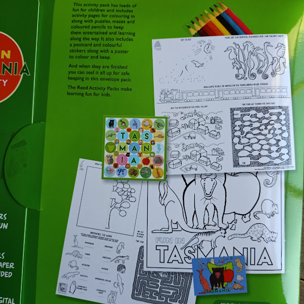 Fun in Tasmania activity pack contents