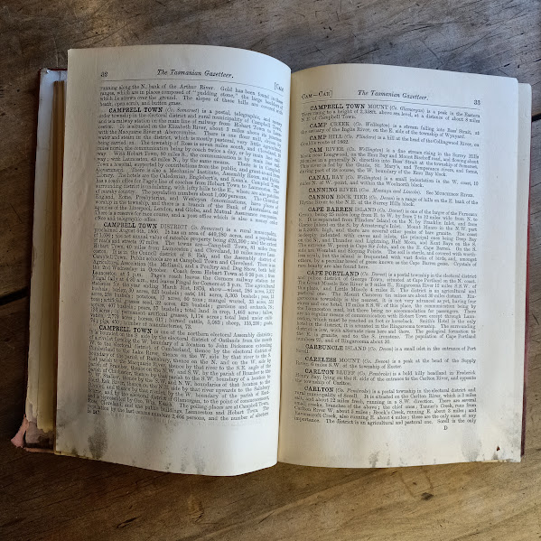Bailliere's Tasmanian Gazetteer and Road Guide (1877) sample page spread