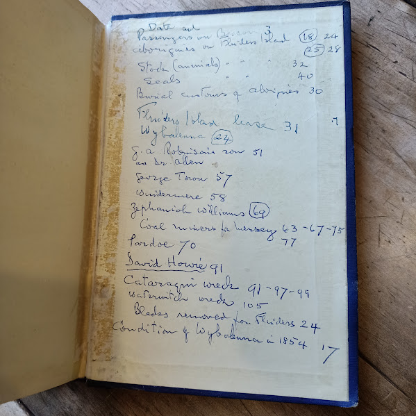 Biro notes inside rear cover of The Cruise of the Beacon