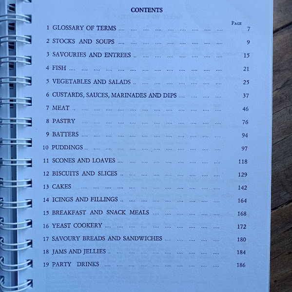 Tasmania's Central Cookery Book contents page