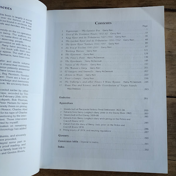 Huon Pine Story softcover contents
