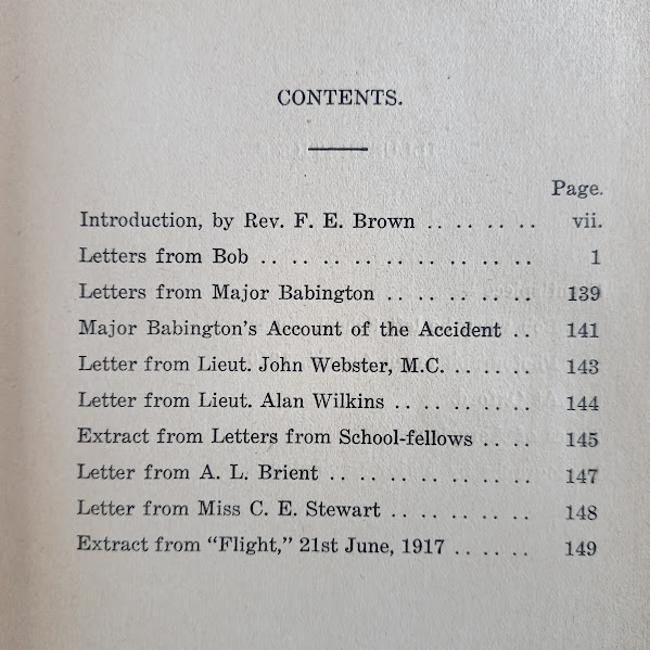 Letters from Bob contents