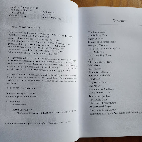 Manganinnie contents date page