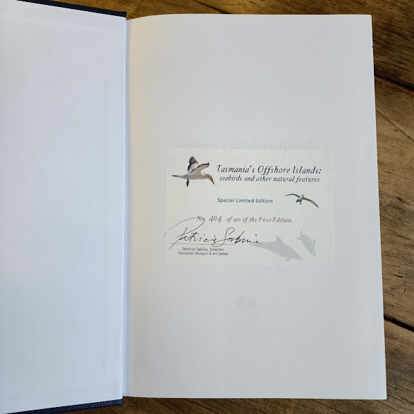 Tasmania's Offshore Islands seabirds and other features hardcover signature page