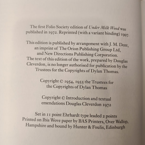 Folio Society Under Milk Wood titlepage