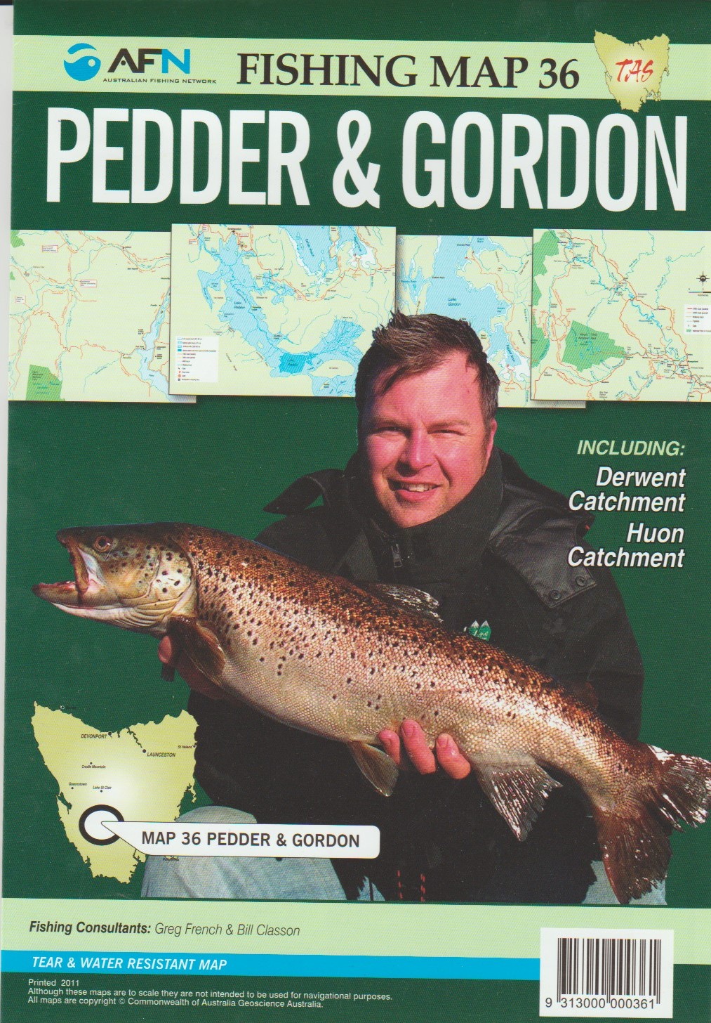 Fishing Map # 36 Pedder & Gordon including Derwent & Huon catchments
